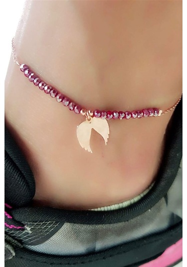 Melek Kanadı Figürlü Gümüş Rose Halhal Rose