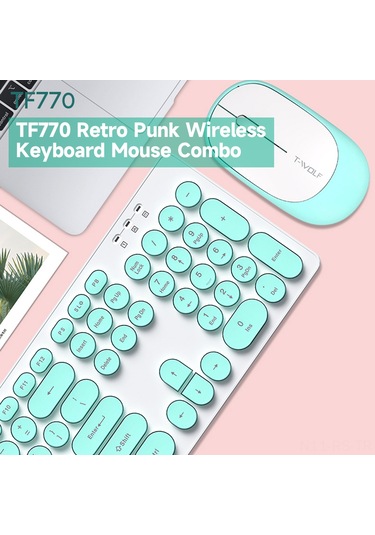 Reedark T-wolf Tf770 Kablosuz Klavye-fare Seti, 2.4g, Gümüş Renkli Yuvarlak Tuşlar, Sessiz, Düşük Profilli, Geniş Uyumlu Pil Dahil Değil Diğer