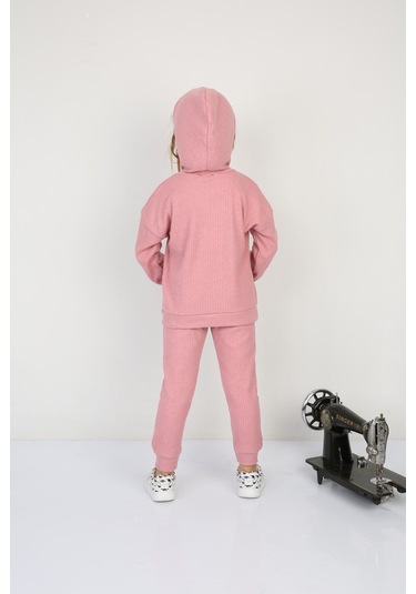 Ribana Oversize Kapüşonlu Arma Detaylı Alt Üst Takım Gül Kurusu