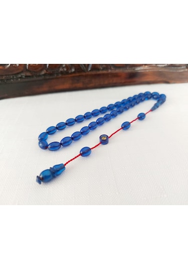 Soma Tesbih Mavi Bilek Boy Ateş Kehribar Tesbih 6 x 8