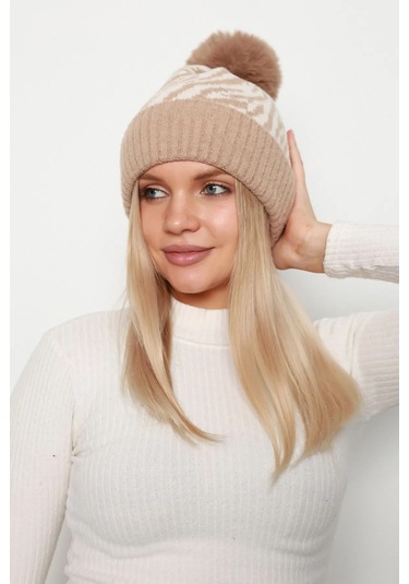 Zebra Desen Kadın Bere Rkş-21 Camel Camel