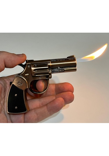 Metal Özel Tasarım Çift Ateşli Tabanca Silah Gazlı Çakmak Bakır