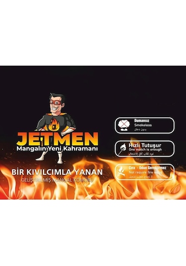 Jetmen Megastar Pro Geliştirilmiş Mangal Kömürü 12 Kg 6 Paket Siyah