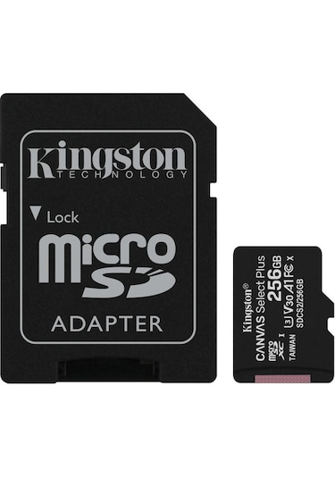 Kingston Canvas Select Plus SDCS2/256GB 256 GB MicroSDXC Class 10 UHS-I Hafıza Kartı + Adaptör