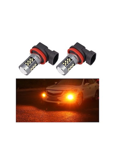 Sones 1 Çift H11 12v 7w Sürekli Araba Led Sis Farı Turuncu Işık