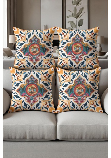 Dijital Baskılı Yumuşak Dokulu 4 Lü Kırlent Kılıfı Takımı 43x43 Cm Krl0070 Renkli