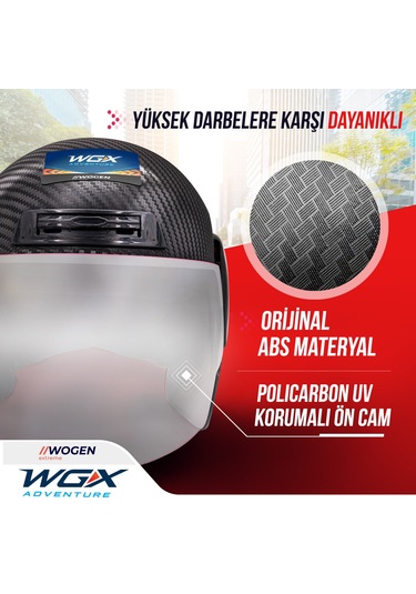 Wogen Karbon Yarım Kask Siyah