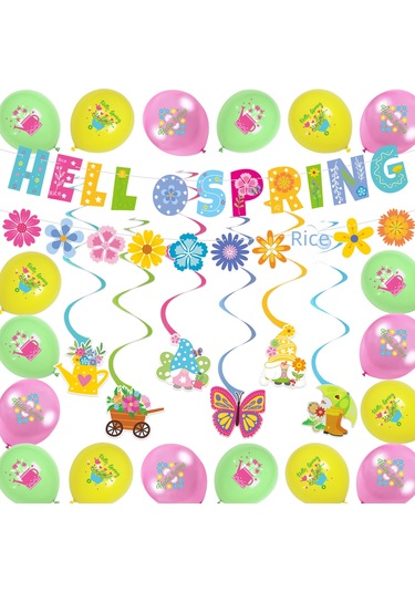 Lemestar Baharda Partiler İçin Renkli Dekoratif Takım - Bayrak, Balon Ve Pano Dahil Pratik Kurulum Seti 5