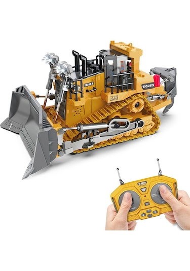 Işıklı Sesli Full Fonksiyon Metal Hareketli Buldozer 2.4ghz Uzaktan Kumandalı İş Makinesi Kepçe