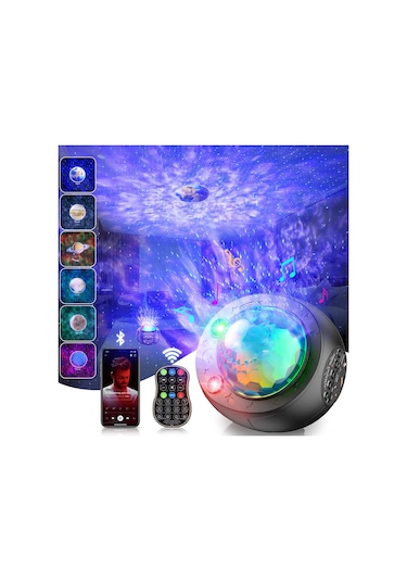 Vkemall Led Evren Projektörü, 10 Gezegen & Nöbül Işıklı, Bluetooth Hoparlörlü, Uzaktan Kumandalı Gecelik Proje Kotu