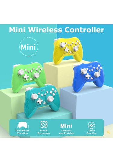 Vkemall İpega Pg-sw022 Yeşil Kablosuz Mini Oyun Kolu - Çift Motor Titreşim, 6-axis Jiroskop, Dijital Tüfeği - Ns/ps3/android/pc Uyumlu