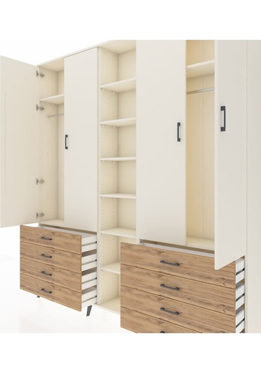 Arges Dolap 10 Raflı 8 Çekmeceli 2 Askılı 220x30x243 Aytaşı-aytaşı/çam Aytası/atlas Çam