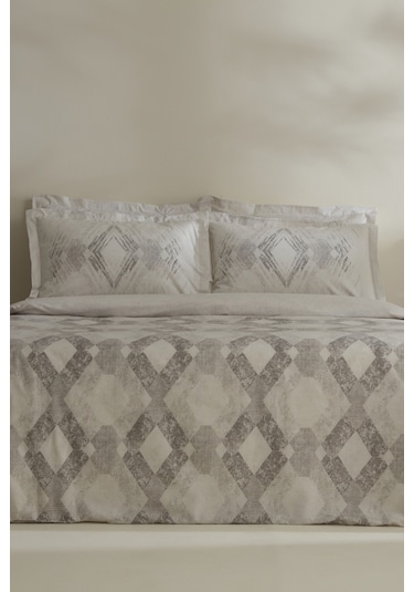 Karaca Home Chain %100 Pamuk 120 Tel Çift Kişilik Saten Nevresim Takımı Gri Gri