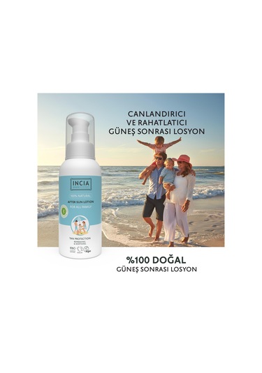Incıa 100% Natural After Sun Losyon Güneş Sonrası Organik Aloe Vera Nemlendirici Rahatlatıcı 100 ML