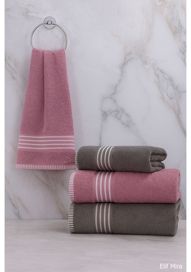 4 Lü Banyo Havlusu Seti %100 Pamuklu 70x140 Cm Pleasure Antasit-mürdüm