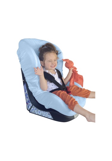 4katlı Müslin Bebek Oto Koltuk Kılıfı Lastikli %100pamuk Mavi