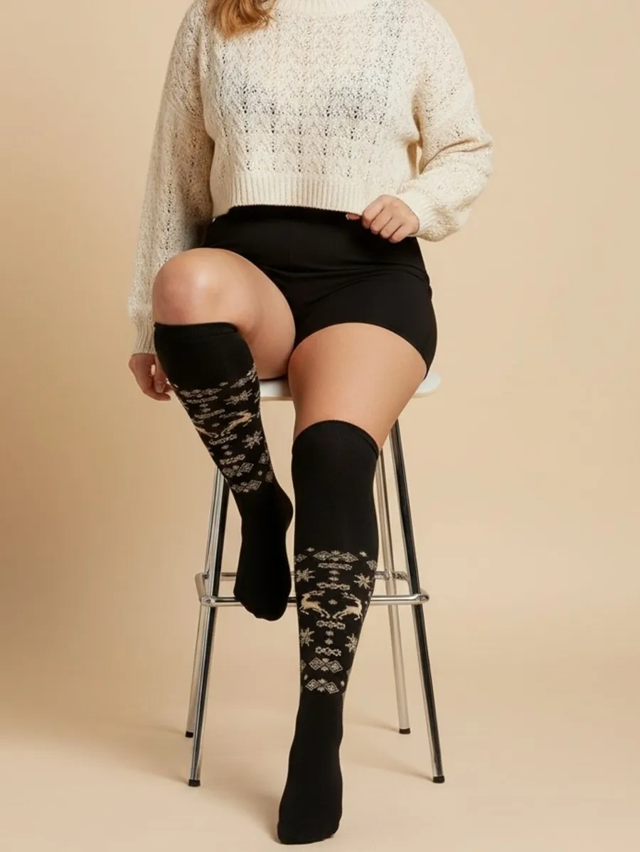 Alena Desenli Bornozlu Erkek Tişört Çorapları, Sıcak Tuvalet Çorapları 51893892 Siyah