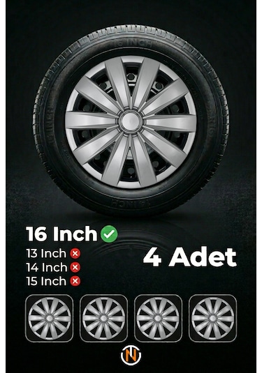 Renault R 9 Broadway 16 İnç Jant Kapağı Takım Gri G117
