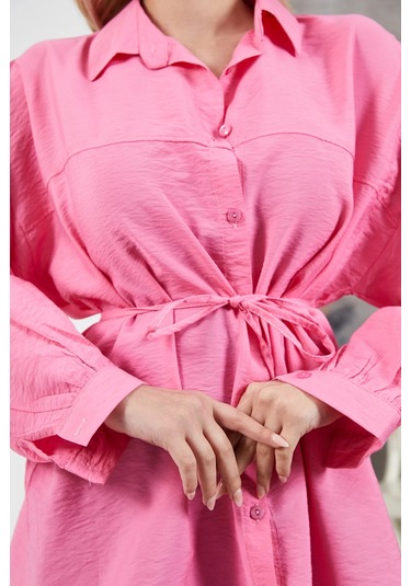 İp Kemerli Gömlek Pembe