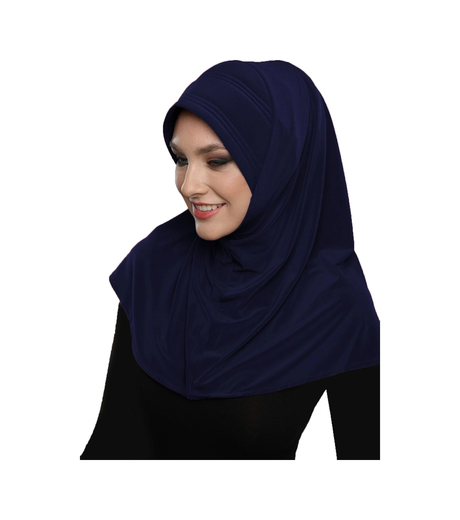 Takmatik Sade Lacivert Hazır Türban Tesettür Havuz Bonesi Namaz Örtüsü Lacivert