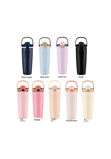 Taşınabilir Zıplama Termos Bardağı, Kilitli Tokalı, Çift İçme Spor Su Bardağı Açık Pembe