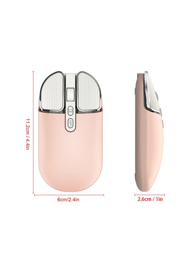 Geeksen Kablosuz Fare T600 - 2.4g/bt5.1 Çift Bağlantı, Sessiz Tasarım, Şarj Edilebilir 500mah Pil, Pembe 112 Karakter Diğer