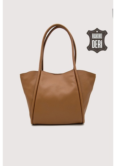 Hakiki Deri Kadın Organizerlı Omuz Çantası Taba Smr9205 Taba