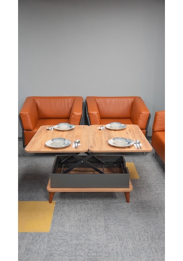 Sabit Ayaklı Kademeli Akıllı Sehpa Barok - Antrasit