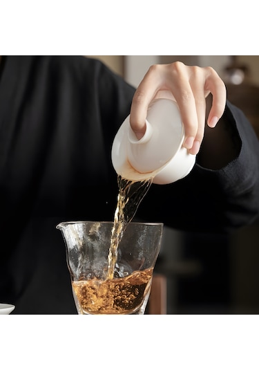 Geeroyoo Taşınabilir Çay Seti: Kar Beyazı Porselen Gaiwan İle Şık Ve Pratik Çay Keyfi Beyaz