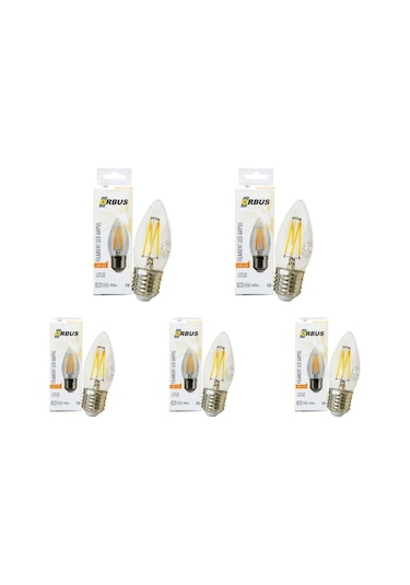 B36 Ampul 4w Clear Sarı Işık E27 400lm 5 Adet