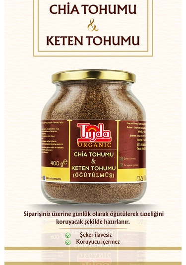 Chia Tohumu %50, Keten Tohumu %50 Öğütülmüş Toz 400 G