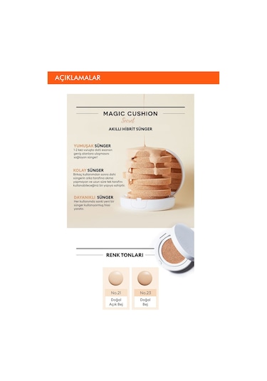 Missha Magic Cushion Cover Lasting Yüksek Kapatıcı Yarı Mat SPF50+ PA+++ Fondöten No.21 15 G