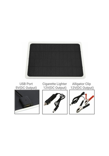 Opulentliving 20w Monokristal Güneş Paneli - Kamp Seyahat Hafif Taşınabilir Şarj Çözümü Siyah Siyah