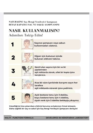 Naturaline Saç Siyahlaştırıcı Şampuan 200 ML + Saç Rengi Yenileyici Şampuan 200 ML