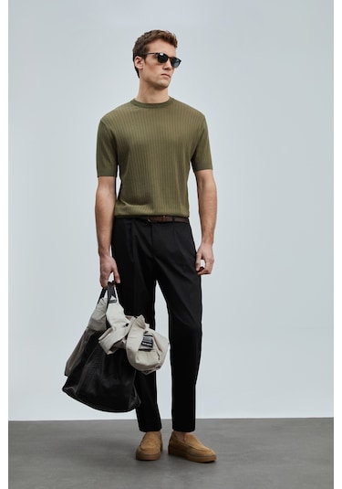 Lufian Spear Erkek Pamuklu Kazak Yeşil Yeşil 111090097100600 Yeşil