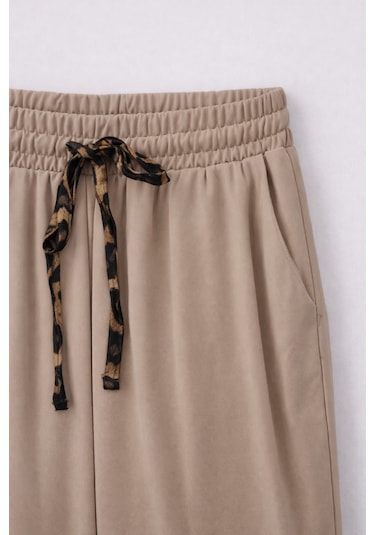 Mixray 4789 Kadın Leopar Biyeli Havuç Pantolon Vizon