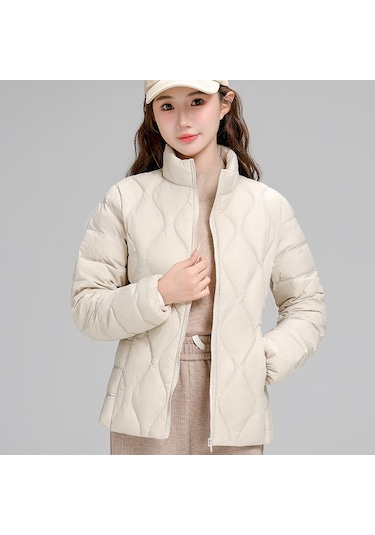 İnce Kuş Tüyü Ceket Ve Sıcak Ördek Tüyü Ceket Bej-beyaz