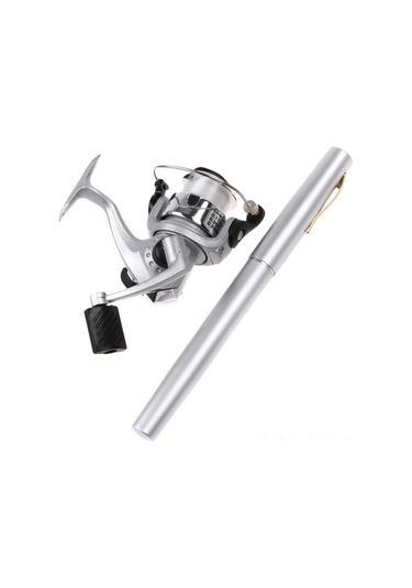 Folinda Mini Aluminyum Cüzdan Kalem Balıkçılık Kamışı + Makara - 96.2cm Uzunlukta, 5.1:1 Hız Oranı, Taşınabilir Ve Hafif Tasarım Beyaz