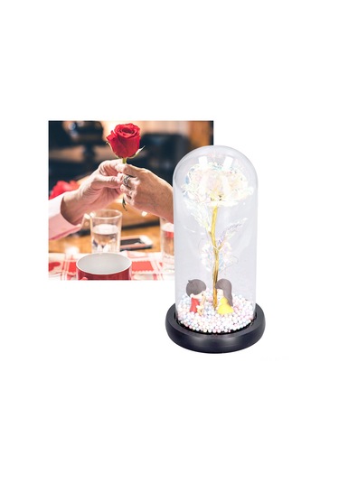 Shineyee Gitar Figürlü Renkli Led Aydınlatmalı Cam Gül Sabiti - Sevgiliye Hediye, Ev Dekoru, Yatak Odası Gece Lambası Pil Dahil Değil