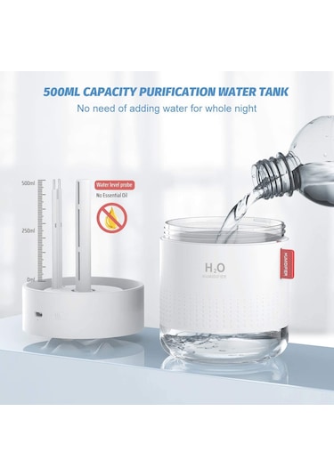 Leezsing Usb Ultrasonik Ev Ofis Araba Nemlendirici 500ml - 30-50ml/saat Buhar Çıktısı - Tahta/portatif Abs Materyal