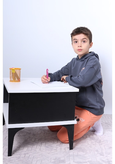 Erkek Çocuk Kapşonlu Eşofman Takımı Mickey Mouse Sırt Baskılı Ribanalı F3 Turuncu