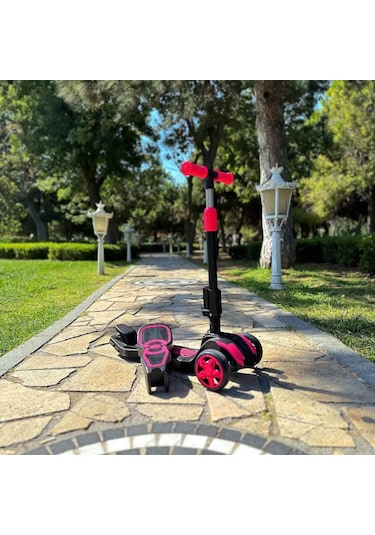 Cool Wheels Oturaklı Scooter Pembe Işıklı 50 Kg Pembe
