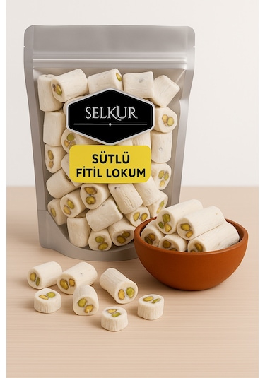 Sütlü Fitil Lokum 200gr Antep Fıstığı Parçacıklı