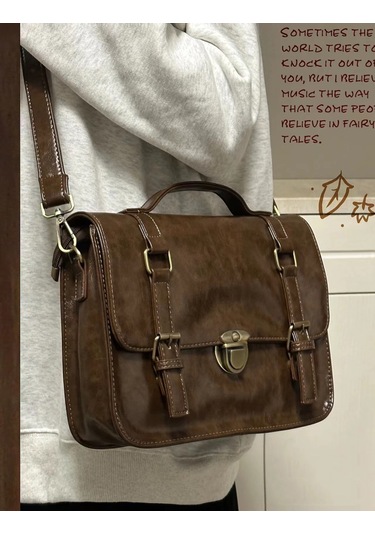Sonbahar Ve Kış Retro Toka Moda Sırt Çantası-kahverengi Kahverengi