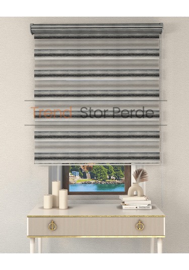 Siyah Yeşil Geçişli Etek Dilimsiz Zebra Stor Güneşlik Perde Siyah-yeşil