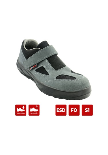 As9000 Gri Süet Kaplama Çelik Burunlu Suya Dayanıklı İş Ayakkabısı S1 45 Numara Gri