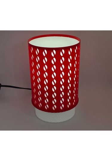 Cevizdizayn Abajur Kahve Aşkı Kırmızı Kahve Temalı Masa Lambası Kırmızı