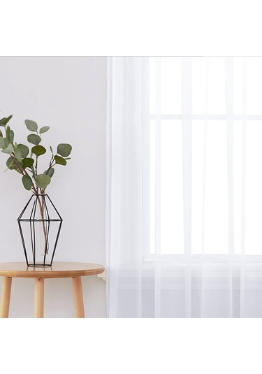Yuntech01 Beyaz Tül Perde Seti 2 Adet - 100x250 Cm Işık Filtreleyici Hafif Oda Dekoru Diğer