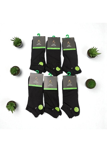 Erkek Kısa Dikişsiz Bambu Çorap 6'lı Ve 12'li Siyah