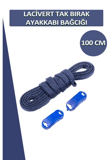 Elastik Lacivert Akıllı Bağcık Tak Bırak Ayakkabı Bağcığı 100cm Lacivert